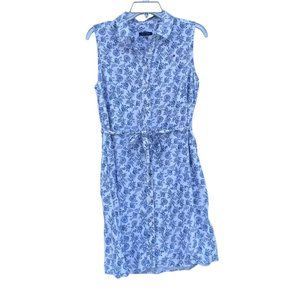 Tommy Hilfiger Womens US 10 blue white floral blend collar Dress Sleeveless